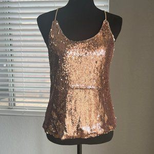 Women's Anna-Kaci Rose Gold (Pinkish) Sequin Tank Top - Size M